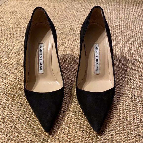 Sz 4 Manolo Blahnik BB 90 black suede pumps - Picture 2 of 10